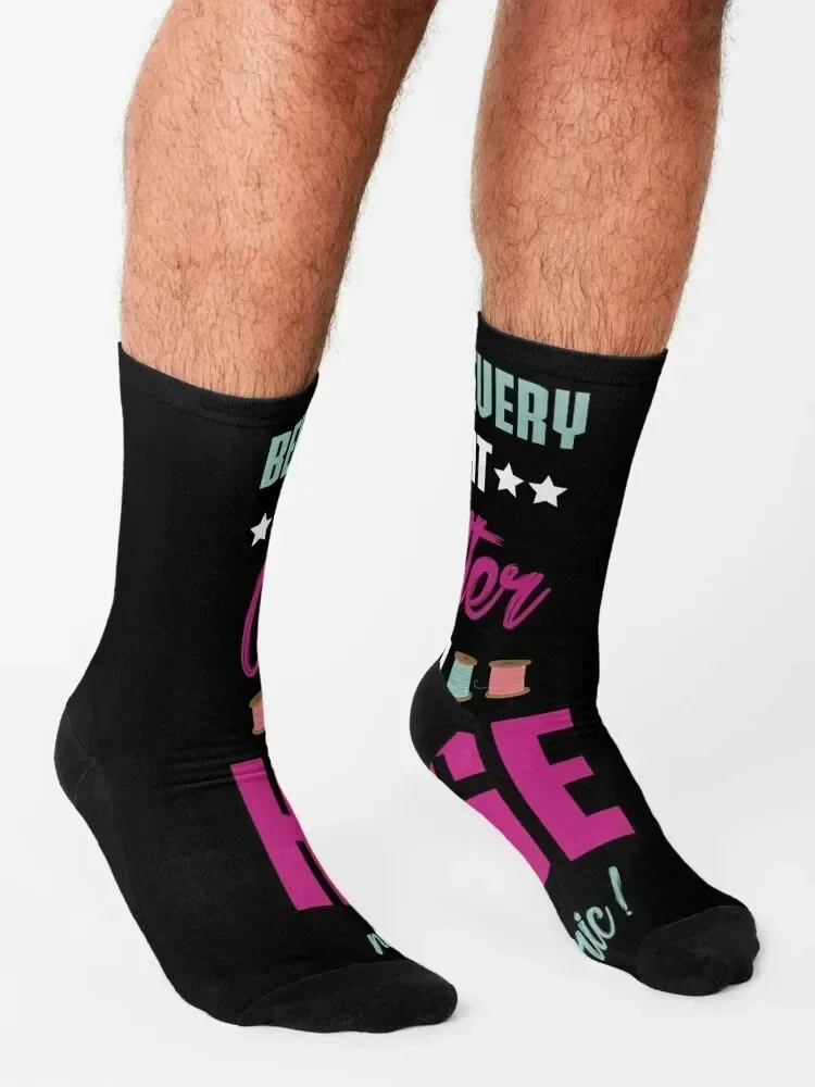 Behind Every Great Quilter Is A Huge Pile Of Fabric Gift Socks essential new in's retro bright garter Socks Male Women's