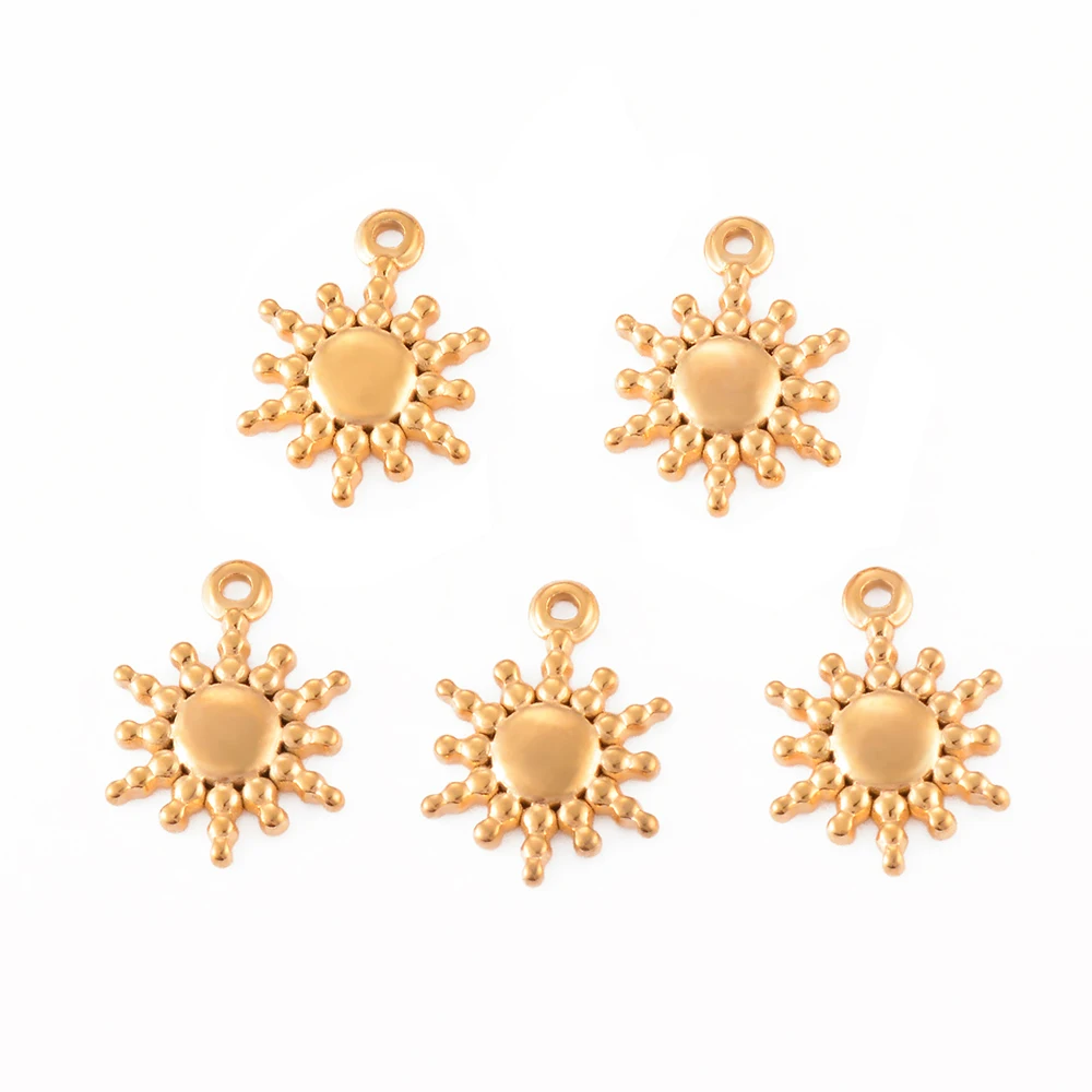 10pcs/lot Stainless Steel Sun Charm Pendants for DIY Women Necklace Jewelry Making Charm Supplies wholesale