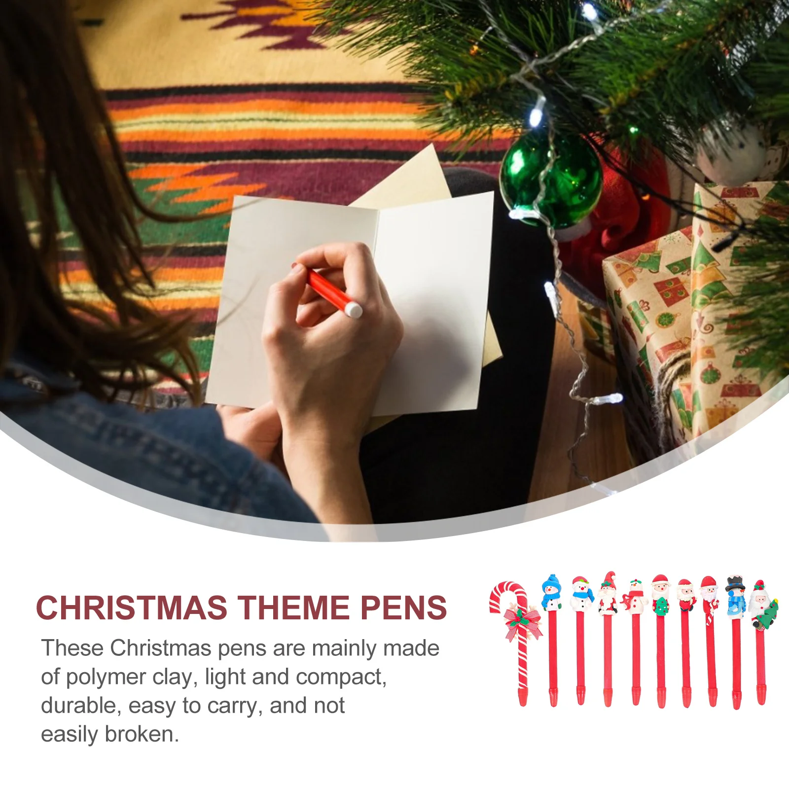 

10Pcs Festive Ballpoint Pens Christmas Theme Stationery Compact Writing Pens for Notebooks Smooth Writing Experience