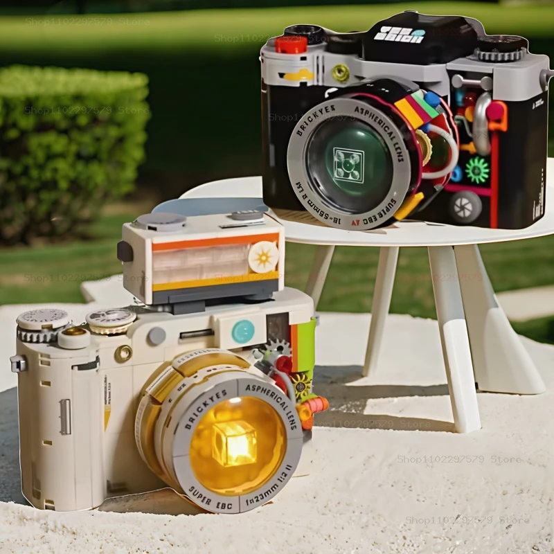 جديد الإبداعية الميكانيكية الرجعية كاميرا اللبنات الطوب الصغير DIY نموذج أزياء الاطفال تجميع لعب هدايا عيد الأطفال #5