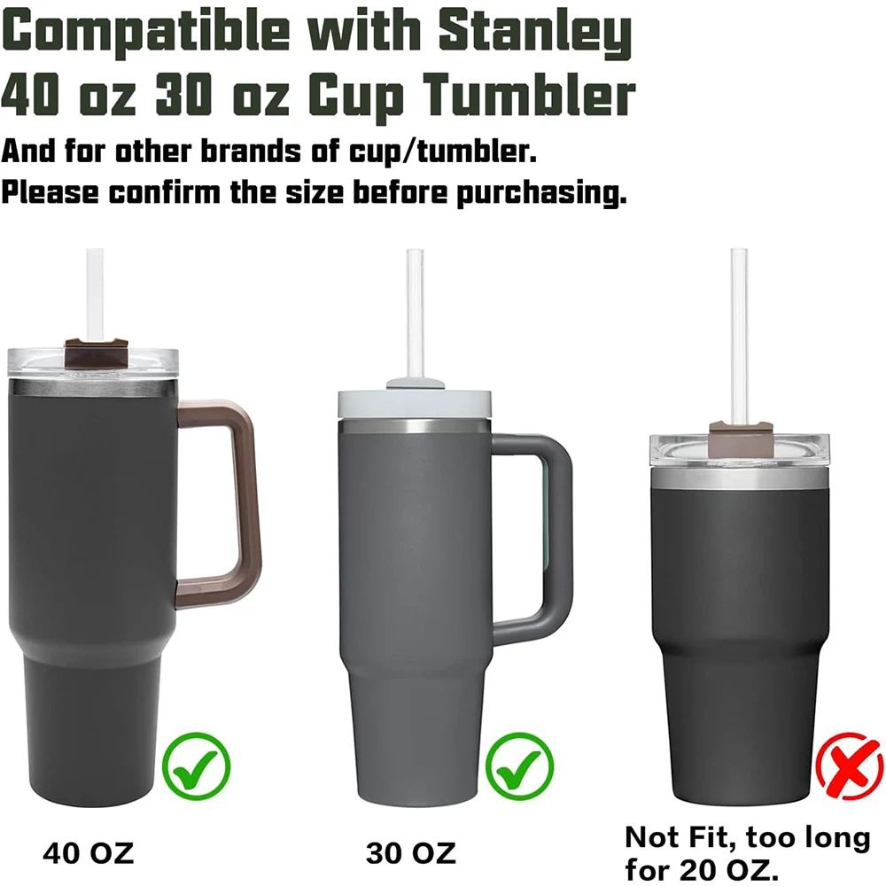 6 Pack Replacement Straws for Stanley 40oz Tumbler Plastic Clear Reusable for Stanley Adventure Quencher Travel Tumbler