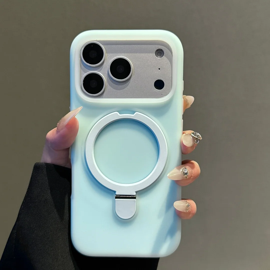 Liquid Silicone Holder Stand Phone Case For iPhone 18 17 16 13 15 14 Pro Max 17 18 16 15 14 Pro 17 18 13 Shockproof Soft Cover