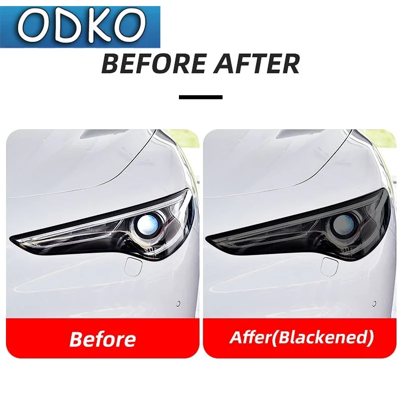 Car Headlight Protective Film Front Light Transparent Smoked Black TPU Sticker For Alfa Romeo Stelvio 949 2017-On 2020 2021 2022