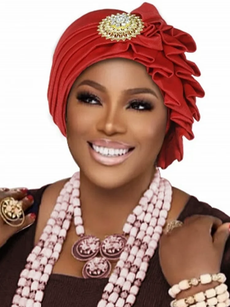 البرنز الأفريقي ربطة الرأس جديلة عمامة قبعات للنساء نيجيريا الزفاف Geles حفلة القبعات خوذة السيارات Gele أنثى أشرطة رأس #3