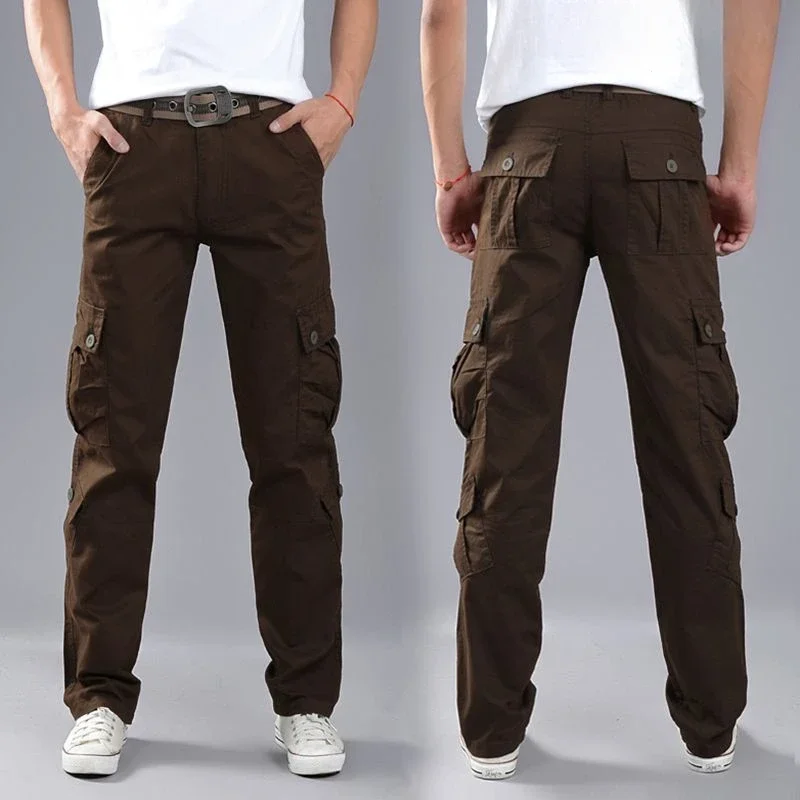 Pantalones Cargo de senderismo para hombre, pantalones de exterior para hombre, multibolsillos, novedad en barato, diseño de algodón Emo, estilo coreano holgado