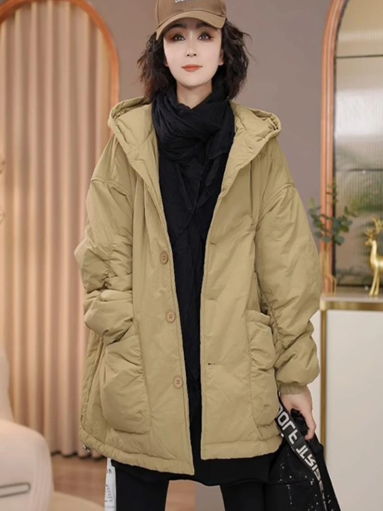 

Trendy Korean Sle Thiened Warm Cotton Jaet Women's Autumn Winter New Loose Versatile Hooded Cotton Coat Outerwear