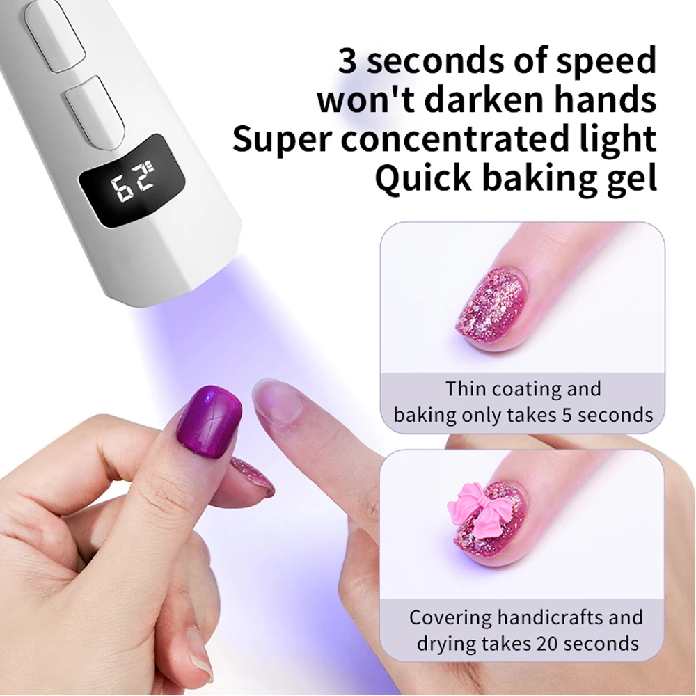 Super Handlampe, 8 W, schnell trocknende Gel-Nagellampe, UV-LED-Perlen mit Energieobjektiv, wiederaufladbare Handlampe für Maniküre, Kunstsalon