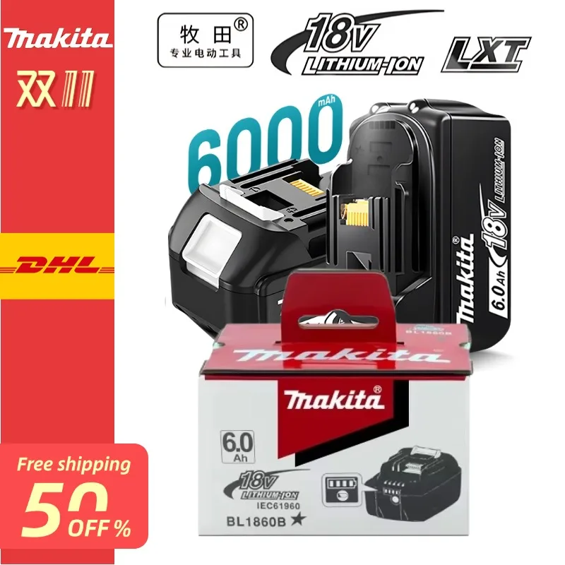 

Аккумулятор Li-Ion BL1860B 18В 6Ач LXT для Makita BL1860 BL1850 BL1830 BL1820 BL1840 LXT-400 194205-3 194204-5 для беспроводных электроинструментов