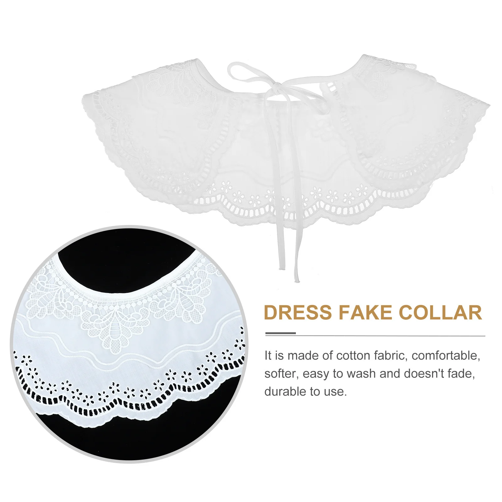 1 قطعة القطن الدانتيل شال طوق انفصال كاذبة العنق للنساء الأعمال لباس غير رسمي بلوزة الإكسسوار زي الدانتيل طوق #3