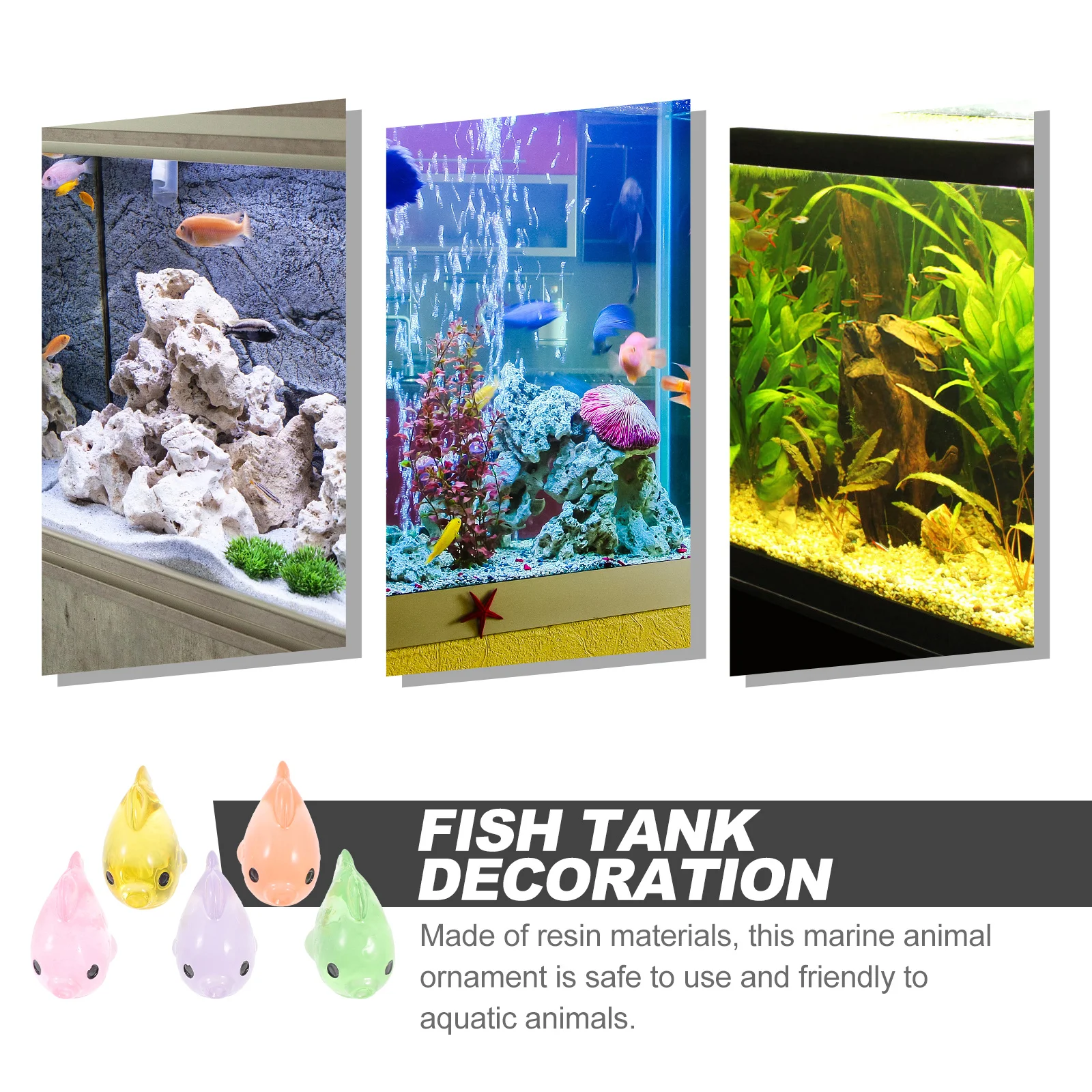 

20Pcs Ornament Resin Micro Landscape Fish Mini Sea Animal Decor for Aquarium Bonsai Dollhouse Ocean Theme Decoration