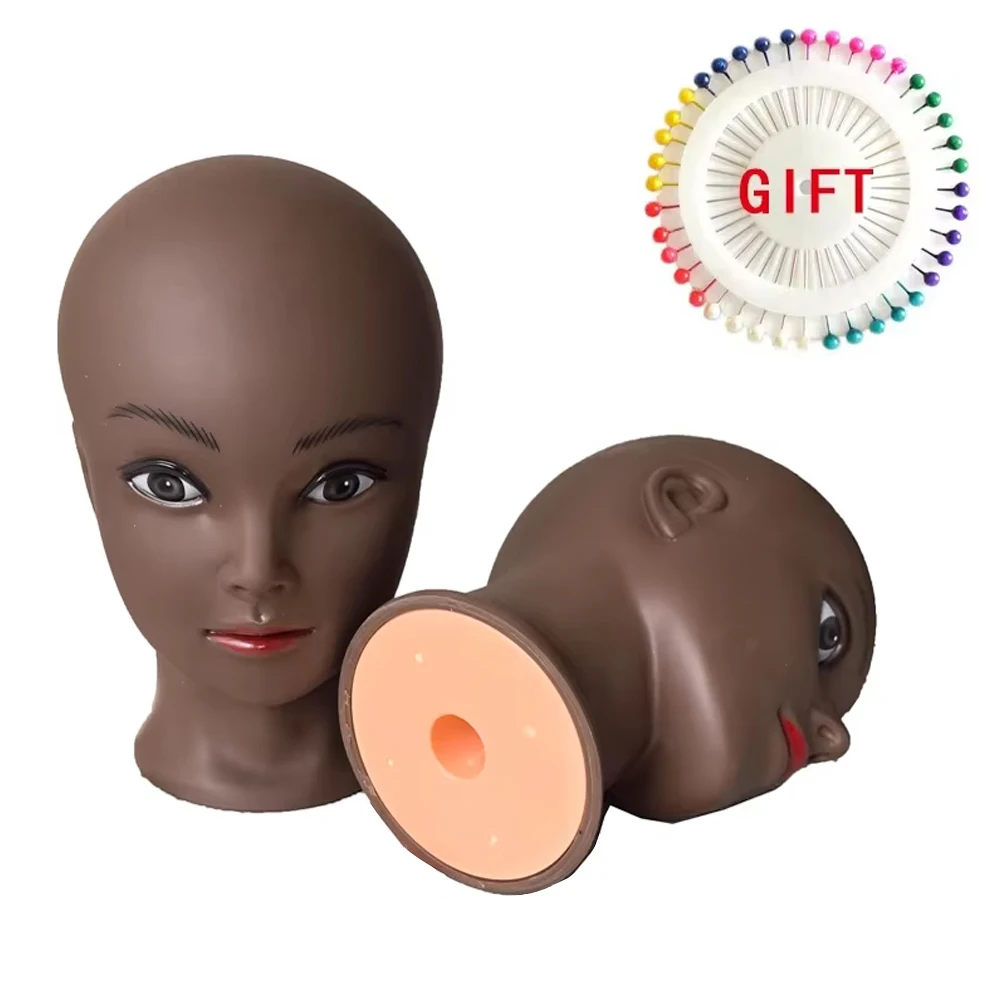 Female Bald Mannequin Head With Stand Holder Cosmetology Practice African Training Manikin Head For Hair Styling