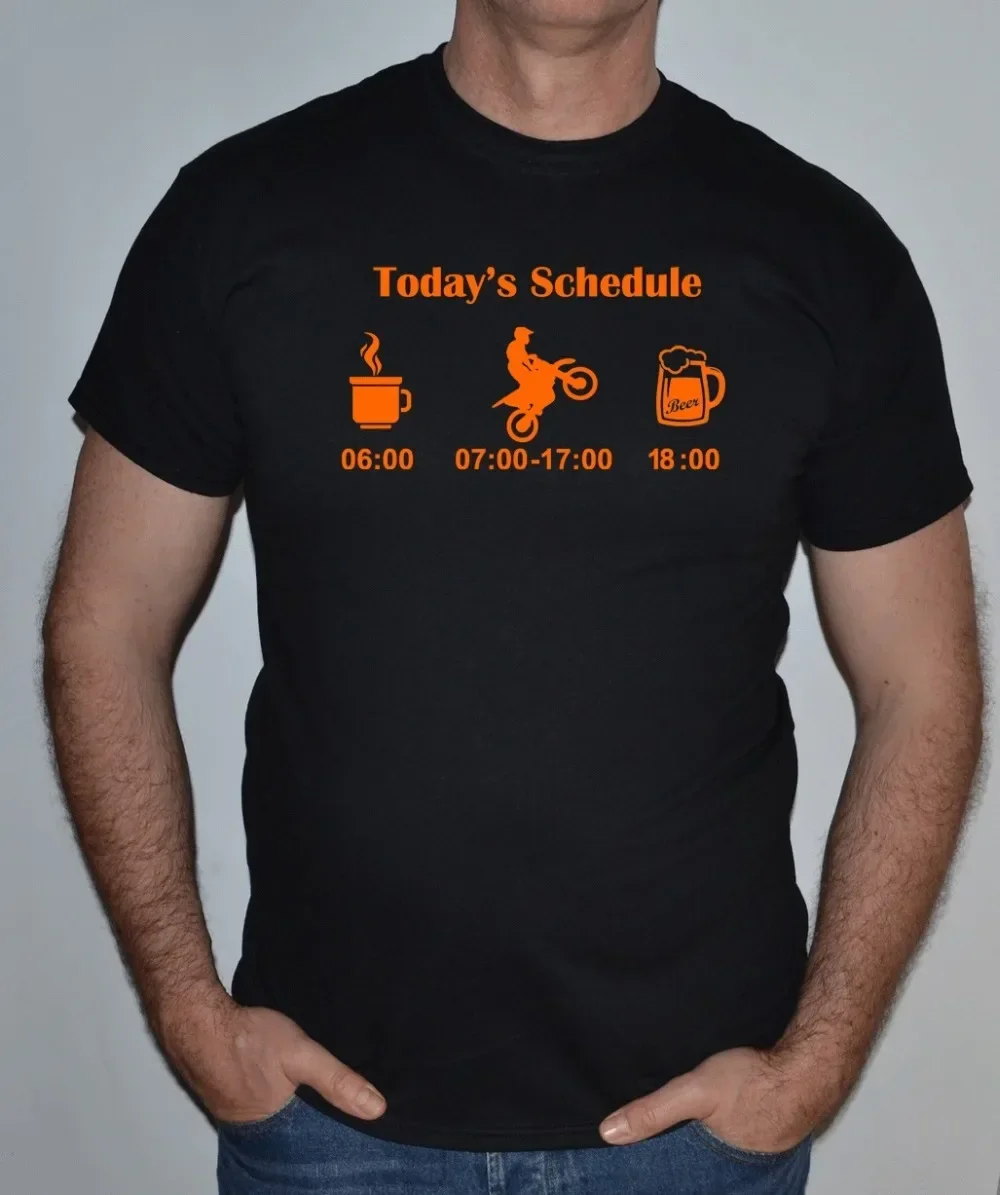 Todays Schedule ,Bike, Motorcycle, Fun T Shirt 2019 Summer New Arrvial Summer Style Fashion Men Street Wear Funny Tee Shirts