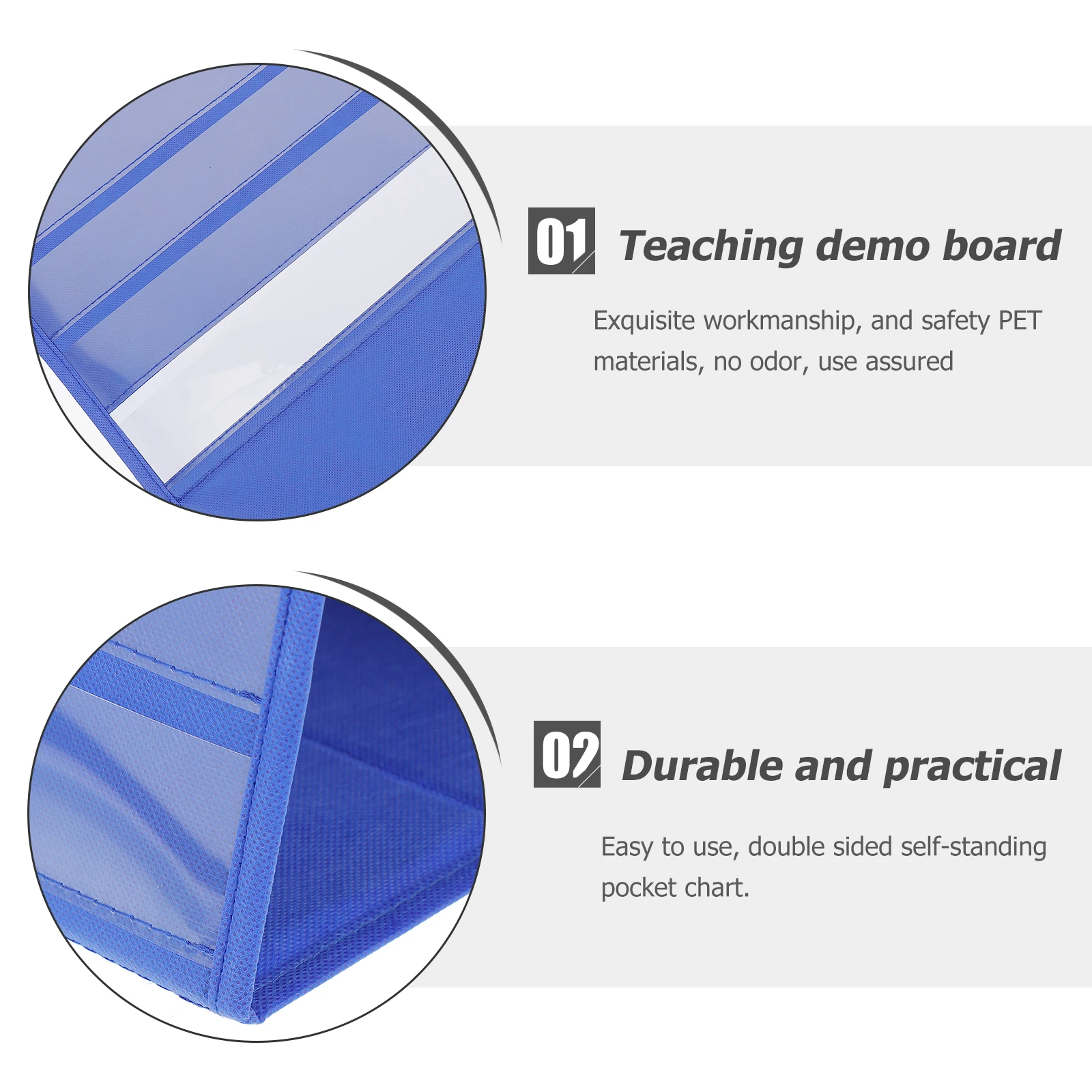 

20Pcs Teaching Display Pocket Chart Instructional Board 30.5x33cm Self-Standing Double-Sided Presentation Board 20 White Cards