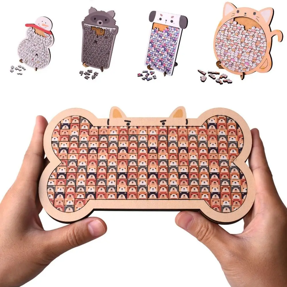 

Creative Cartoon Cat-shaped Puzzle Puzzle Toy Wooden Wooden Jigsaw Puzzle Animal Shape Puzzles Kids