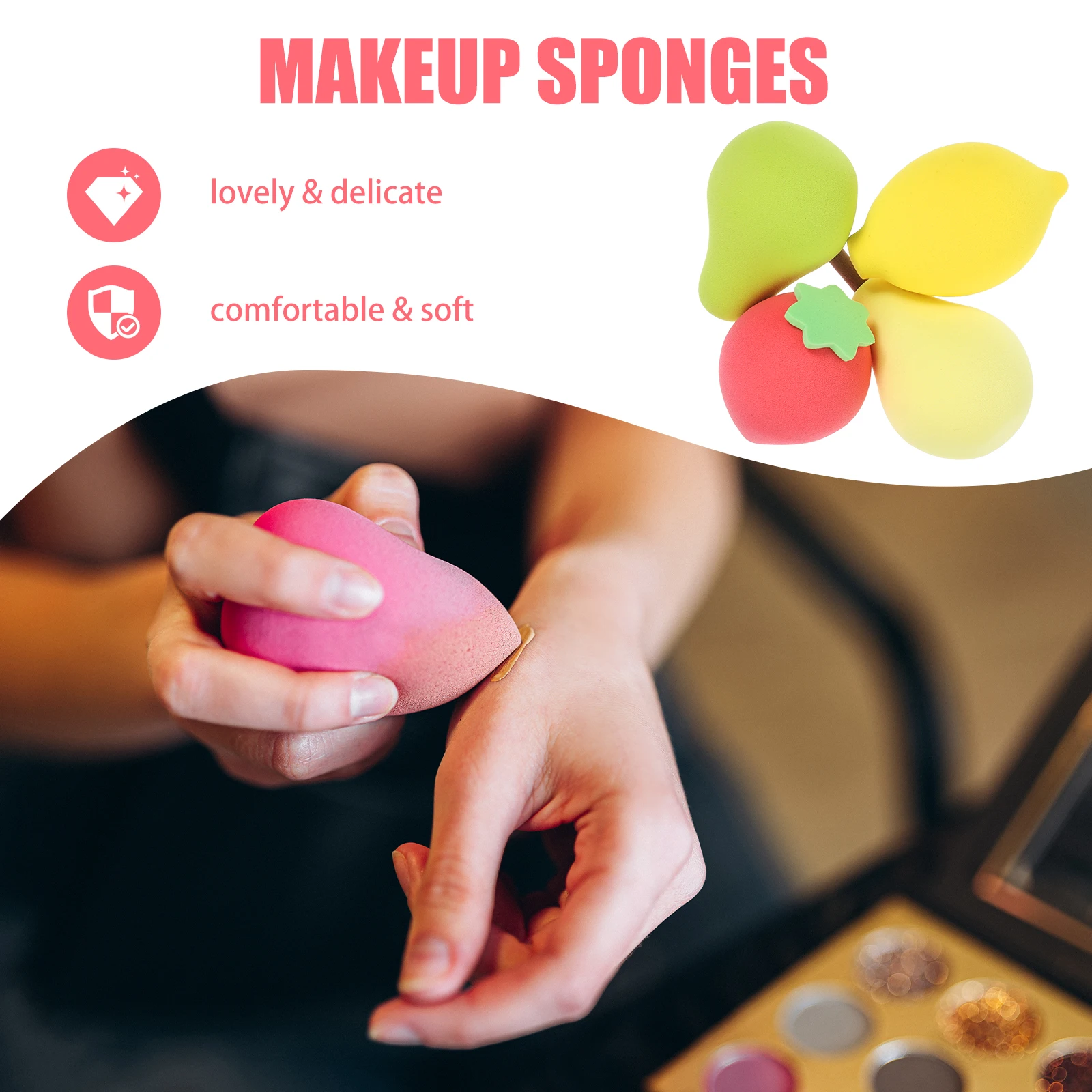 

4 Pcs Fruit Beauty Sponge Powder Small Makeup Sponges Mini Women Foundation Concealer Bronzing Cream Wet Dry Use