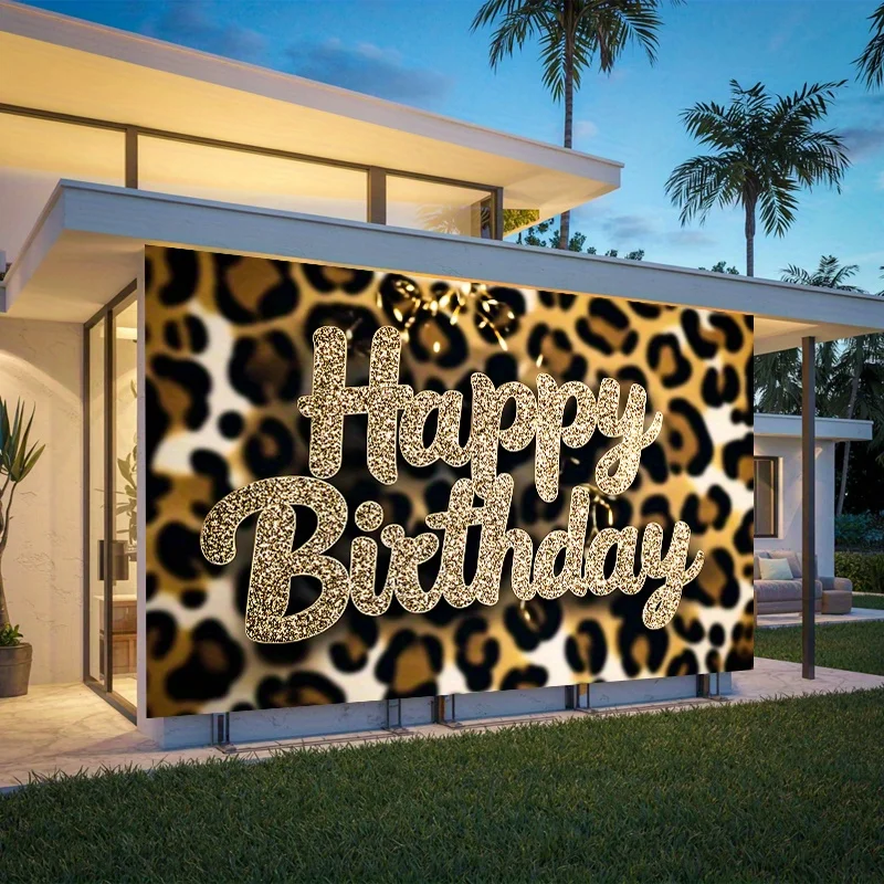 1-teiliges wunderschönes goldenes, glänzendes Partybanner mit Leopardenmuster, geeignet für Wohnzimmer, Büros und Familienfeiern.