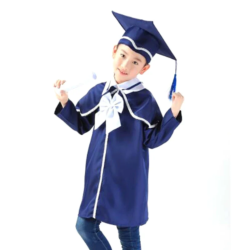 Children Students Performance Costumes Academic Bachelor Gown Kindergarten Kids Dr Clothes Graduated Bachelor Suits Dr Cap