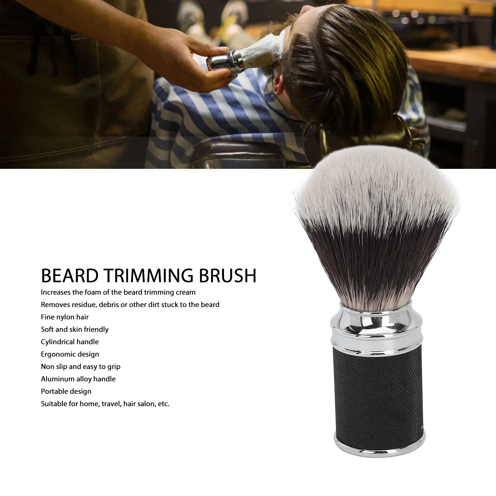 Men Beard Cream Soap Foaming Brush Professional Home Hair Salon Nylon Hair Beard Trimming Cleaning Brush