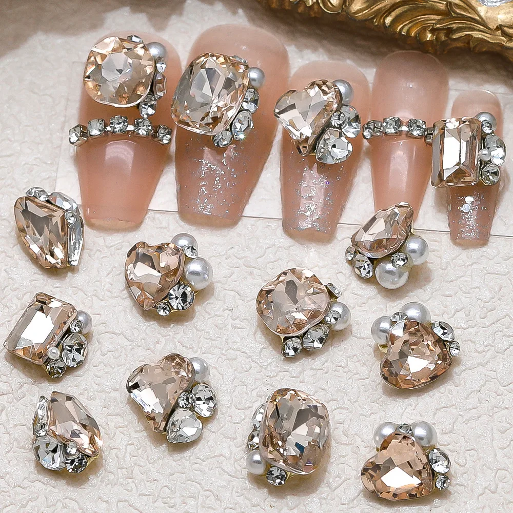 

10PC 3D Stacked Nail Art Rhinestone Pile Charms Cluster Gemstone Pearl Accessories For Nails Decoration Desgin Manicure Supplies
