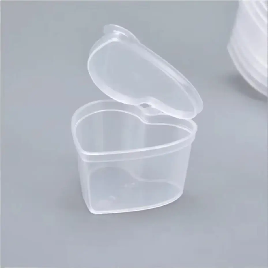 10 Pcs Love Heart Shaped 45ml Transparent Packaging Box With Lids DIY Slime Pudding Sealed Plastic PP Storage Box Home Supplies