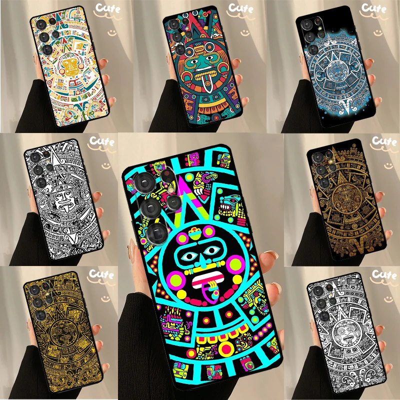 Aztec Calendar Mayan Native Stone Cover For Samsung Galaxy S23 S21 S22 Ultra S20 FE S8 S9 S10 Plus Note 10 Note 20 Ultra Case