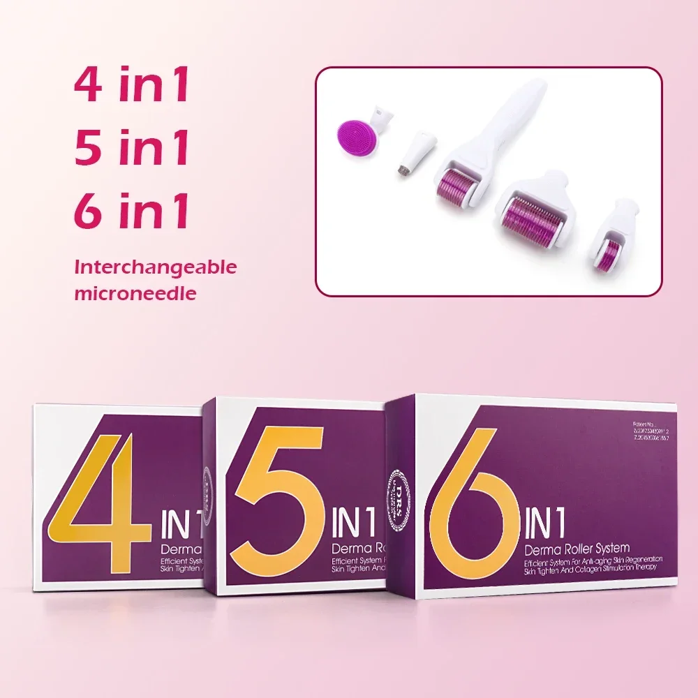 4/5/6 In 1 Derma Roller Micro Needle Roller Kit Micro Needles Titanium Microneedle Mezoroller Machine Skin Care BodyTreatment