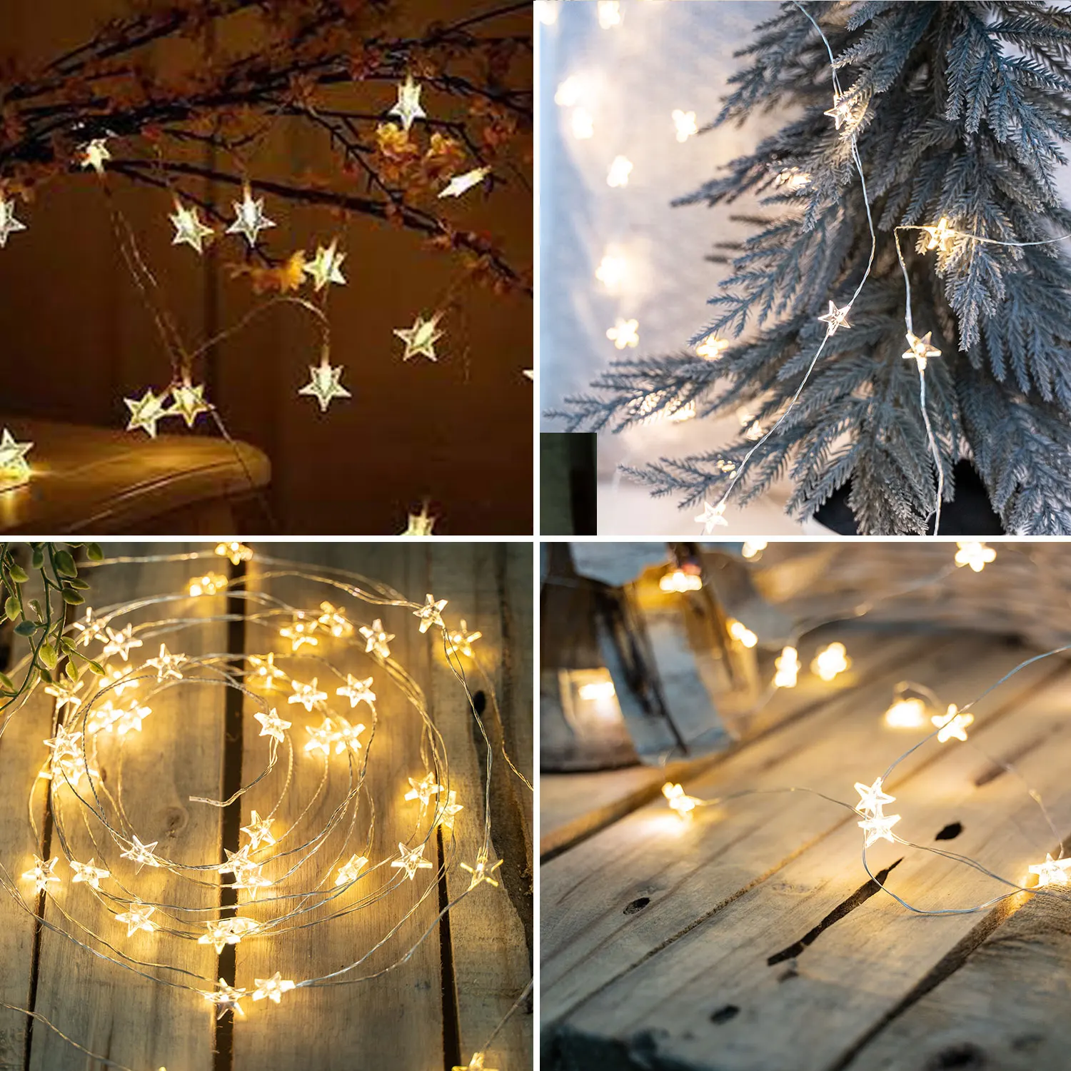 Fairy Curtain String Lights, Luzes de flores interiores, USB a pilhas, Quarto LED String, Decoração ao ar livre, 6m, 60 LEDs
