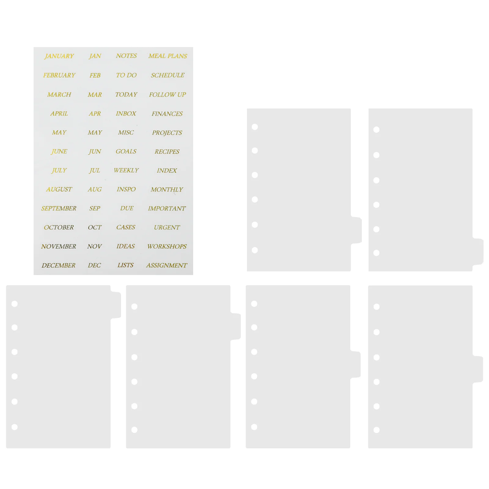 Folder Dividers for 6 Rings Binder Paper Protector Handbook Separator Clips Transparent Stickers