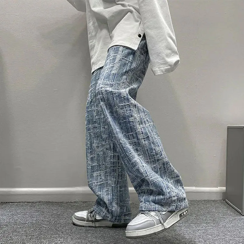 Spring And Autumn High Street Jeans Men And Women With Straight High-Grade Casual Pants American Loose Retro Wide-leg Pants