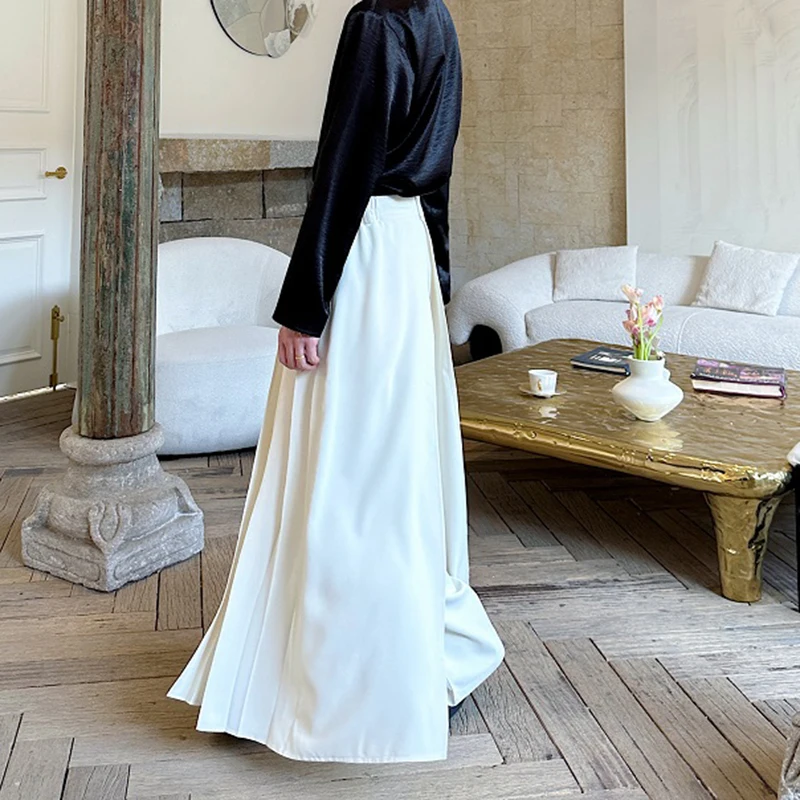 WTHT Modne męskie spodnie w jednolitym kolorze, dwuwarstwowe, plisowane, modne, codzienne spodnie z wysokim stanem, proste spodnie męskie 2025 Summer 2A1163