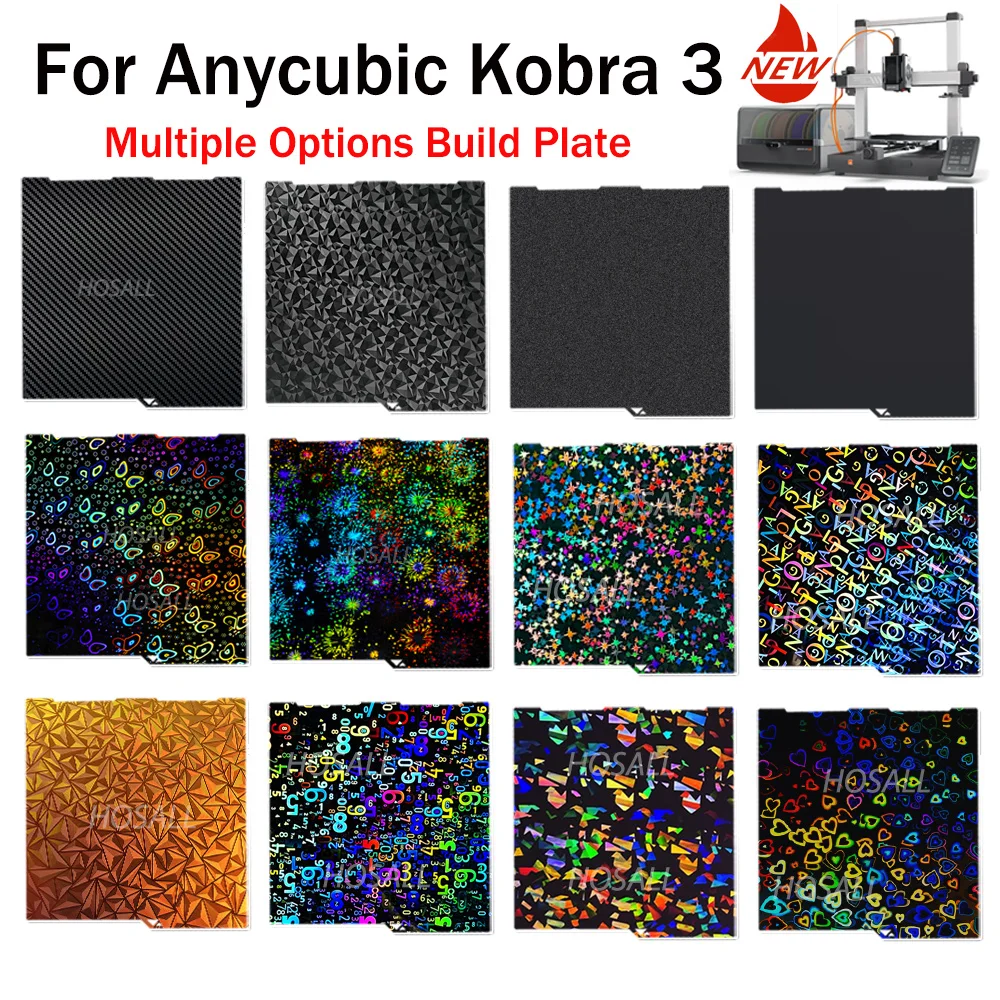 

256x268 мм для Kobra 3 Combo/Kobra 3 V2 Combo, двухсторонняя сборная пластина PEI, лист PEO, гибкая платформа с подогревом, пружинная сталь