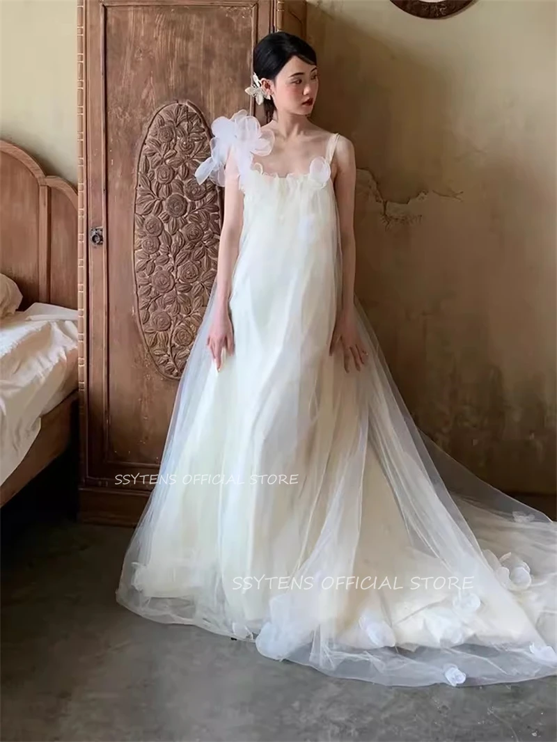 Robe de soirée de mariage ivoire nickel é, robe de mariée coréenne, bretelles spaghetti, tulle, Rh, quelle que soit la robe de soirée formelle