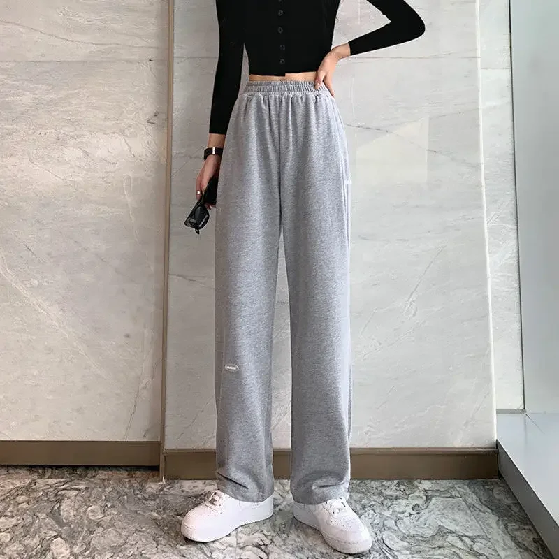 

Брюки женские, эстетические, модные, зимние, теплые, универсальные, с высокой талией, в корейском стиле, на шнурке, удобные свободные женские брюки