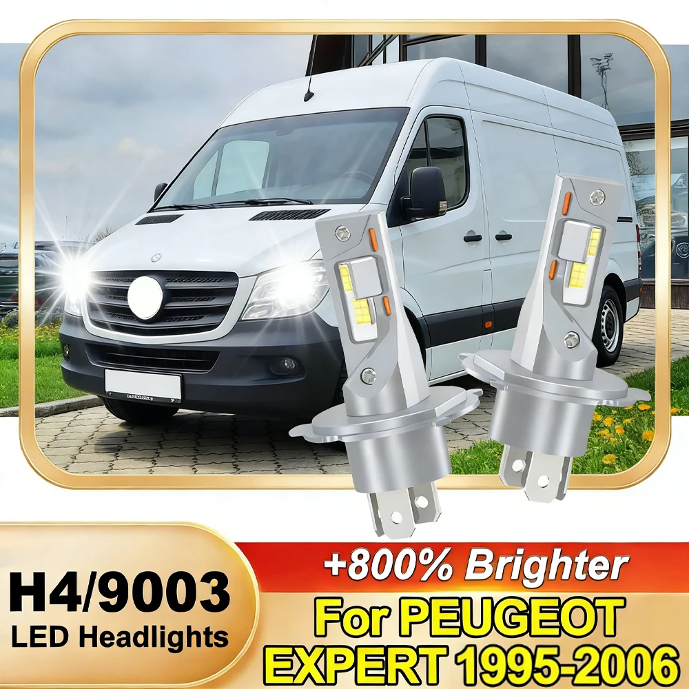 

Для PEUGEOT EXPERT 1995-2006: Светодиодные лампы H4 Canbus для фар, 12В, 6000К, белые, ближний/дальний свет, чип CSP