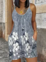 Summer Women's Jumpsuit Striped Print Elegant Sleeveless Shorts Plus Size Romper Casual Fashion - Image 3