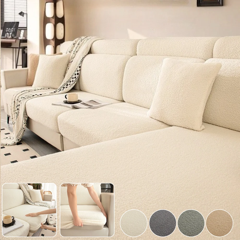 

Thick Soft Velvet Sofa Seat Cushion Covers Sectional Couch L Shape Corner Covers High Elasticity Anti Dirt Sofa Cushion Covers