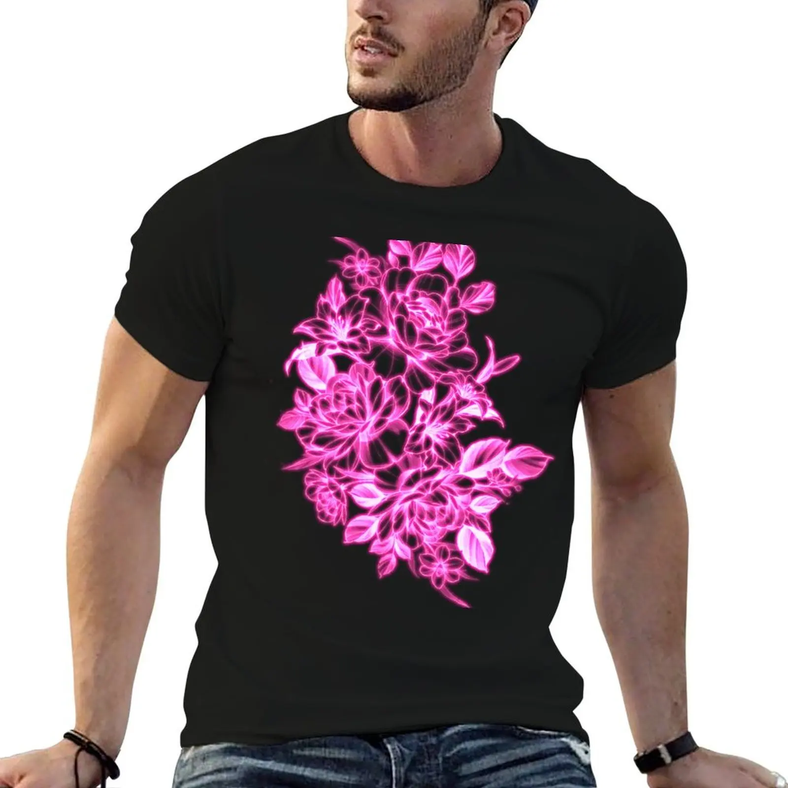 

neon flowers T-Shirt essential t shirt t shirts for man pack white black cotton t-shirt plain for man package T-shirt