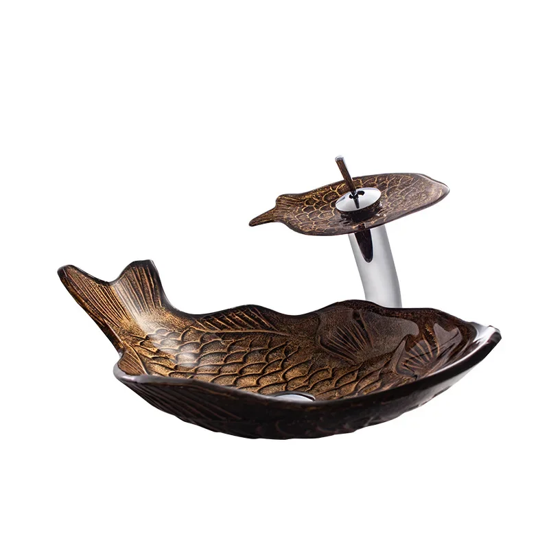 Tempered glass washbasin, carp-shaped thin edge art basin, countertop basin, bathroom art basin