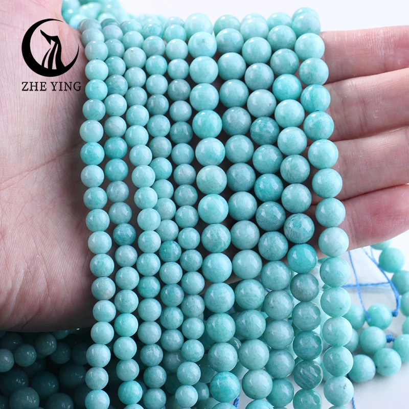 

Zhe Ying New 6A Amazonite Beads for Jewelry Making 6 8 10mm Loose Round Stone Beads for Bracelet Making Diy Accessories