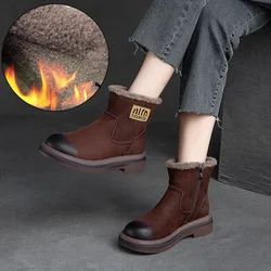 GKTINOO 4cm Natural Genuine Leather Ankle Boots Soft Soled Flats Booties Autumn Women Chunky Cow Suede Comfy Spring Rubber Shoes