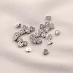 CARLIDANA High Polish Stainless Steel Silver Color 7*6mm Engraved Letter Alphabet Initial Perforated Heart Charm Accessories