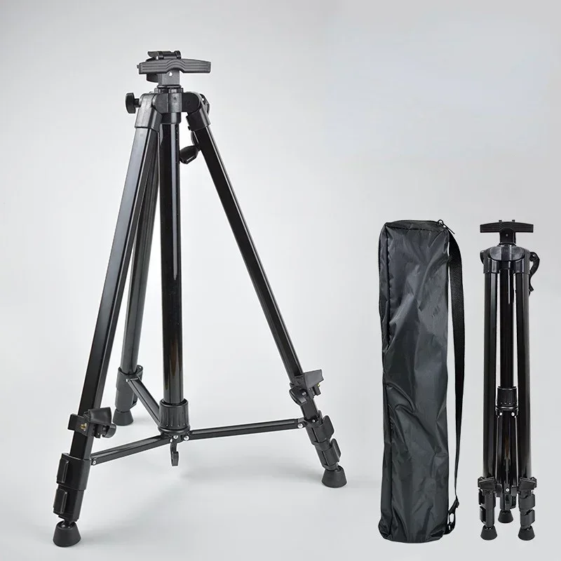 Height-adjustable metal tripod easel (50–160 cm) for canvas painting and tabletop or floor display.