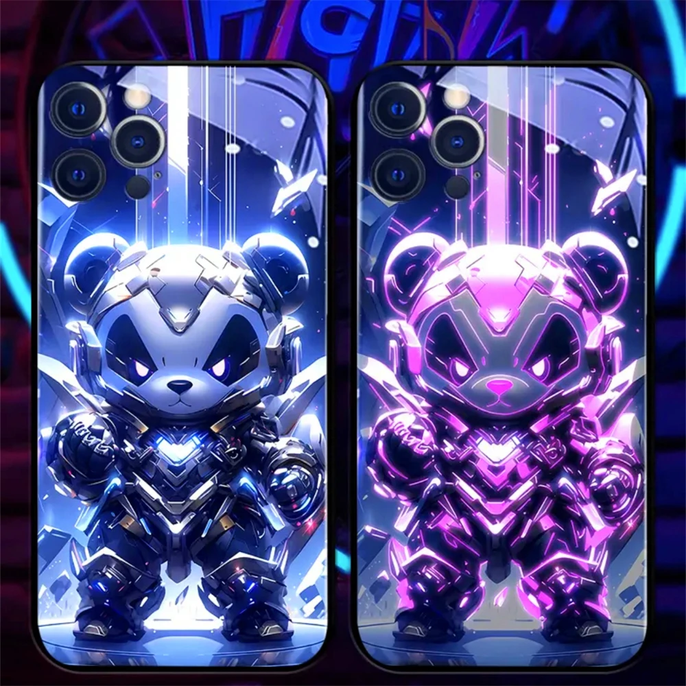 Laser-Panzer-Mech-Muster LED-Licht Leuchtende Handyhülle Glitzer-Cover für iPhone Air 17 16 E 15 14 13 12 11 Pro Max Plus – Detail 15