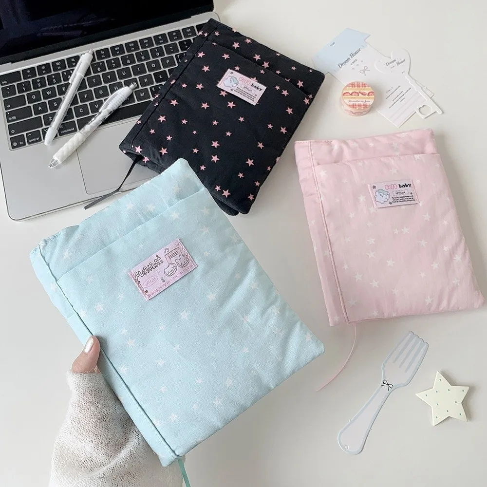 Kawaii Star Print Book Sleeve Portable Notebook Cover DIY Journal Protector Students