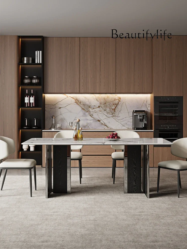 

стол кухонный Microcrystalline stone dining table Italian minimalist light luxury household living room creative table foot rect