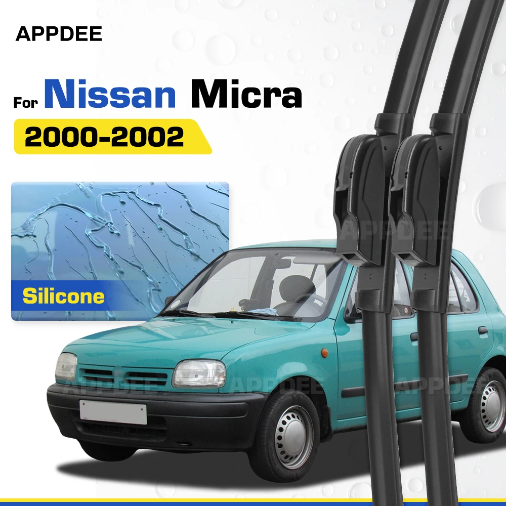 

Silicone & Rubber LHD&RHD Front Wiper Blades Set For Nissan Micra K11 2000-2002 Coated Windshield Windscreen Window Brushes