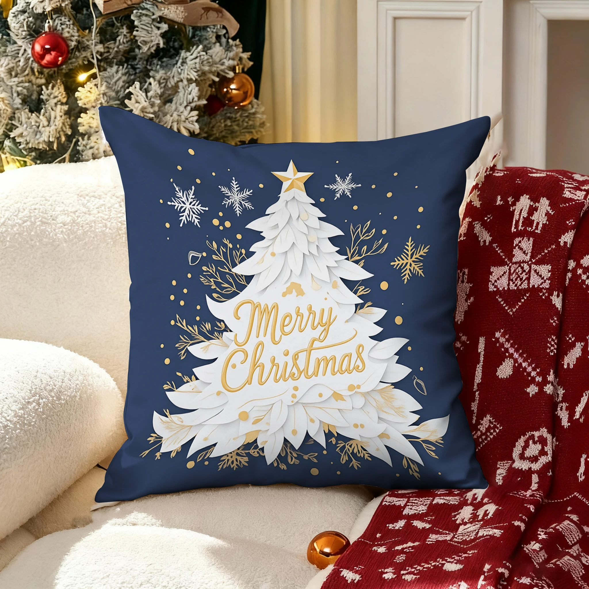 

Christmas Tree Pattern PillowcaseSuitable for sofa car bedroom decorative cushion cover pillow cover