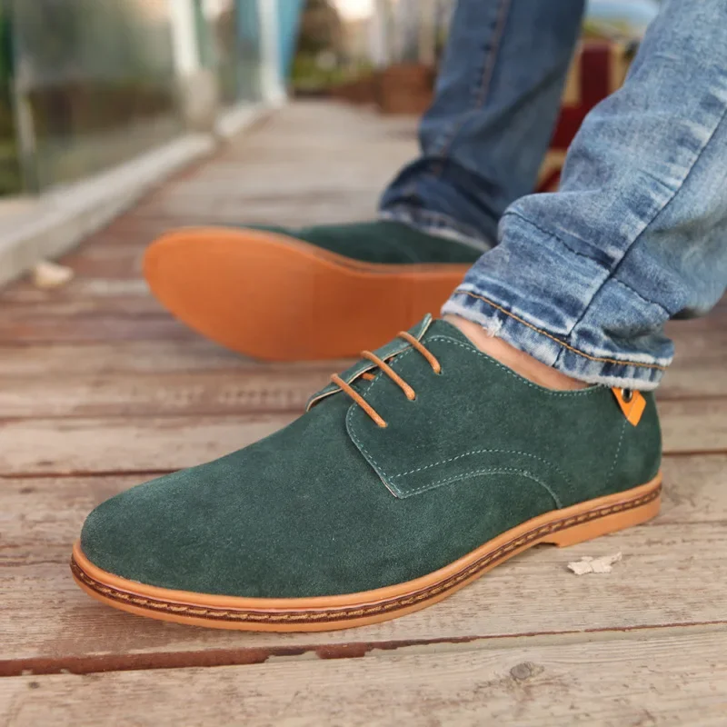 Chaussures en cuir suédé pour hommes, baskets décontractées Oxford, chaussures provoqué confortables, chaussures plates classiques, grande taille, printemps, taille 38-48