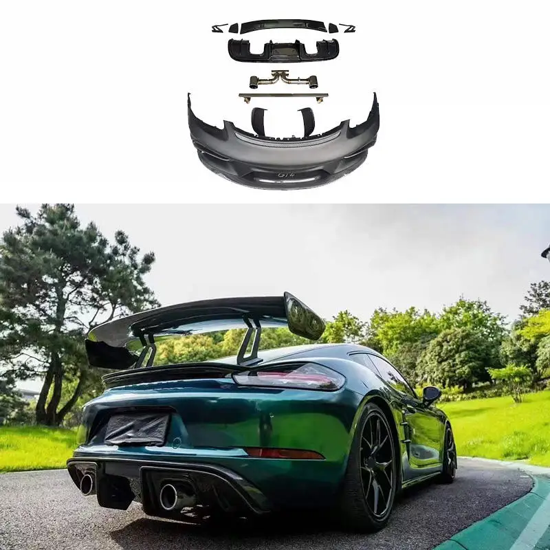 GT4 style 718 body Kit for Porsche cayman 718 upgrade carbon fiber Frp full set front bumper rear diffuser spoiler