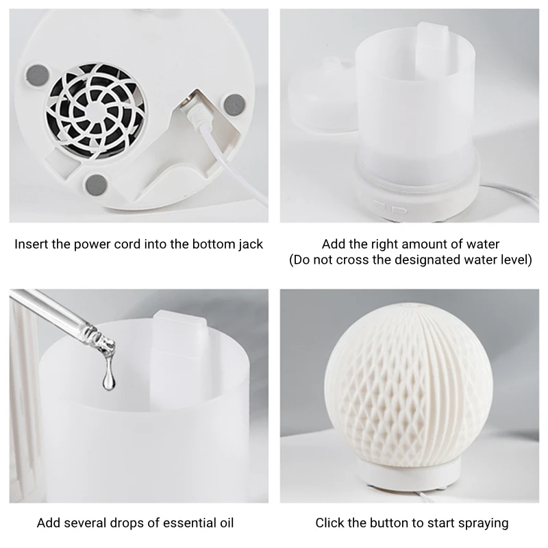 USB Ultrasonic Essential Oil Diffuser Home Desktop Air Humidifier with Colorful Night Light Aromatherapy Difusor